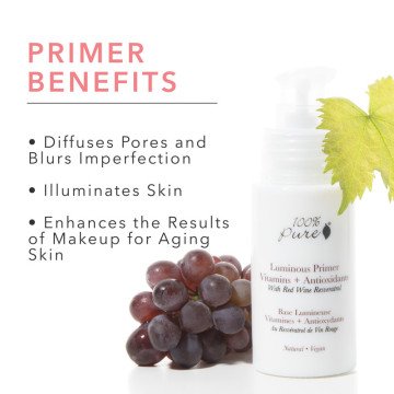 Natūralus 100% Pure Makiažo gruntas- Praimeris (vitaminai, antioksidantai, resveratrolis)